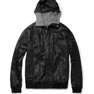 MENS MARC BY MARC JACOBS LEATHER HOODED JACKET